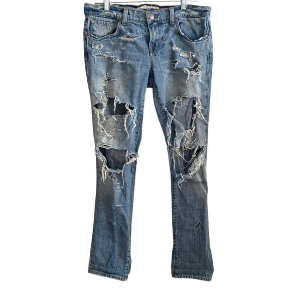 J brand Jeans Womens 26 Nimes Ripped Distressed Destroyed Medium Wash Stretch - Picture 11 of 11